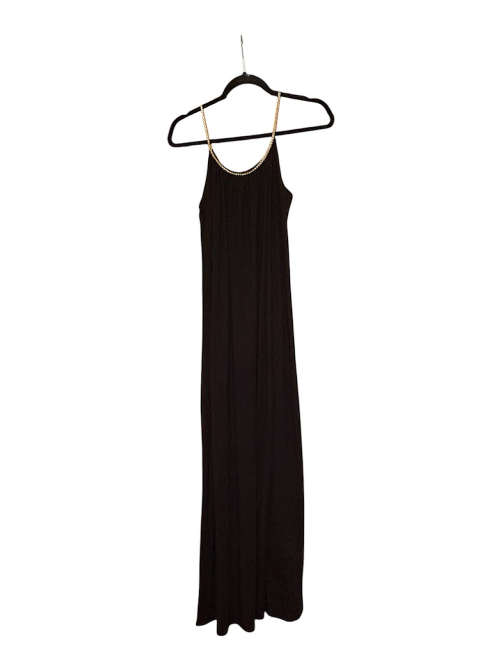 Black Maxi Dress with Gold Rope Straps